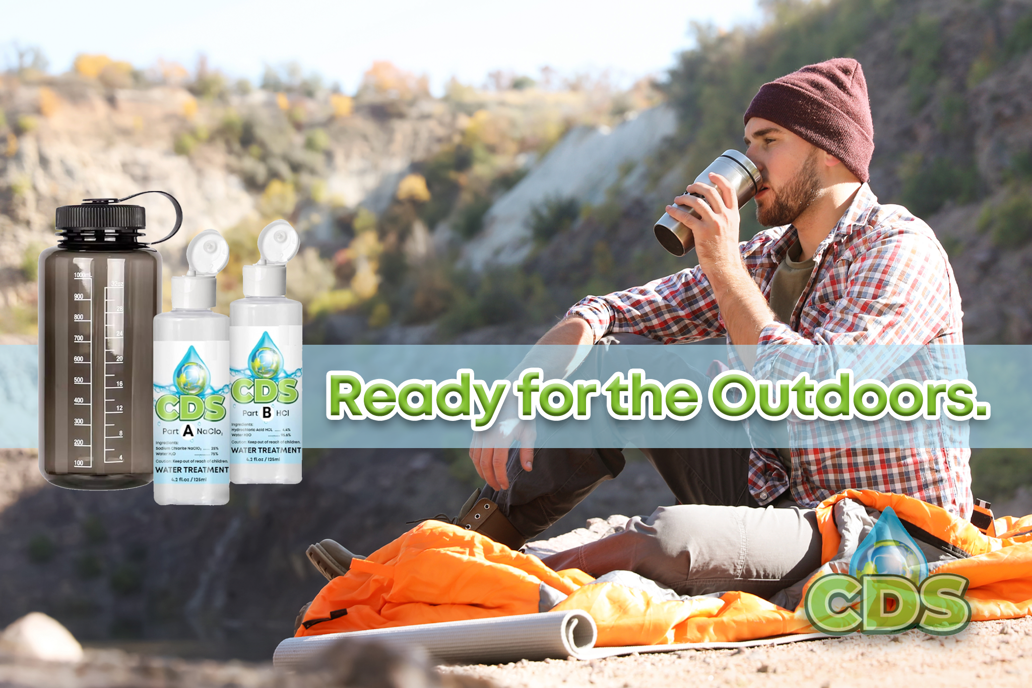 Chlorine Dioxide and the outdoors (with water bottle)